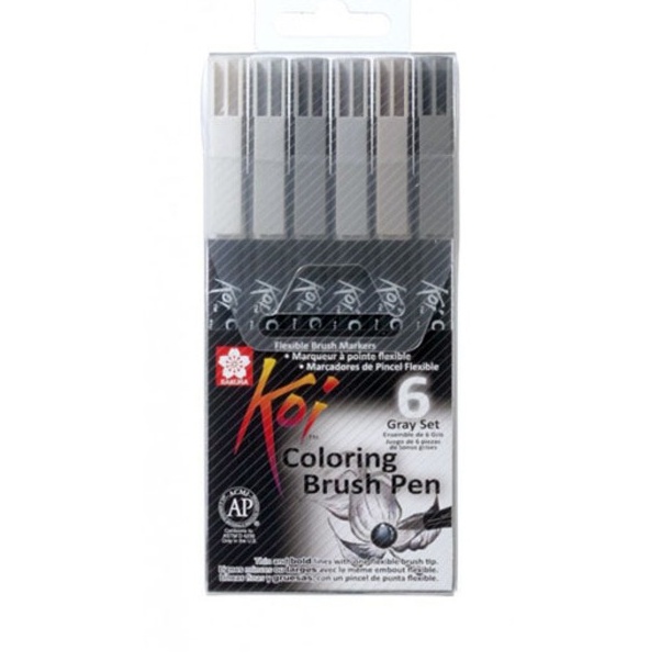 SAKURA Koi Coloring Brush Pen 6 Gray Set