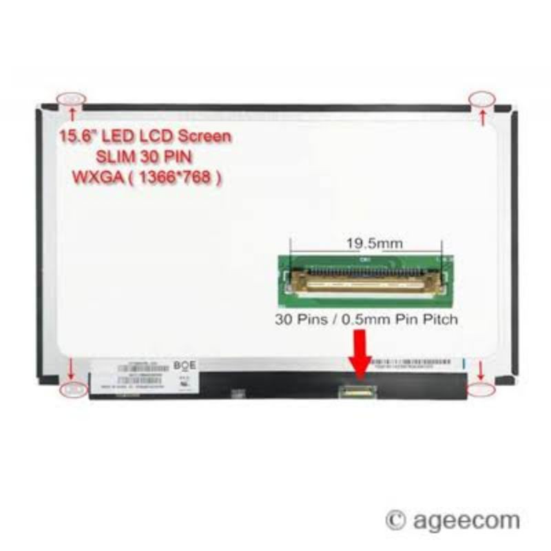 (Gratis Paking Super Aman) Led Panel Laptop Asus X540 X550 Lenovo G580 Acer 15.6 slim 30pin