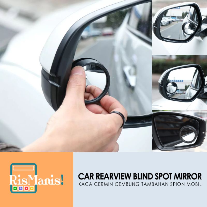 CAR REARVIEW BLIND SPOT MIRROR - Kaca Cermin Cembung Tebal Mini Tambahan Spion Mobil Motor Kendaraan