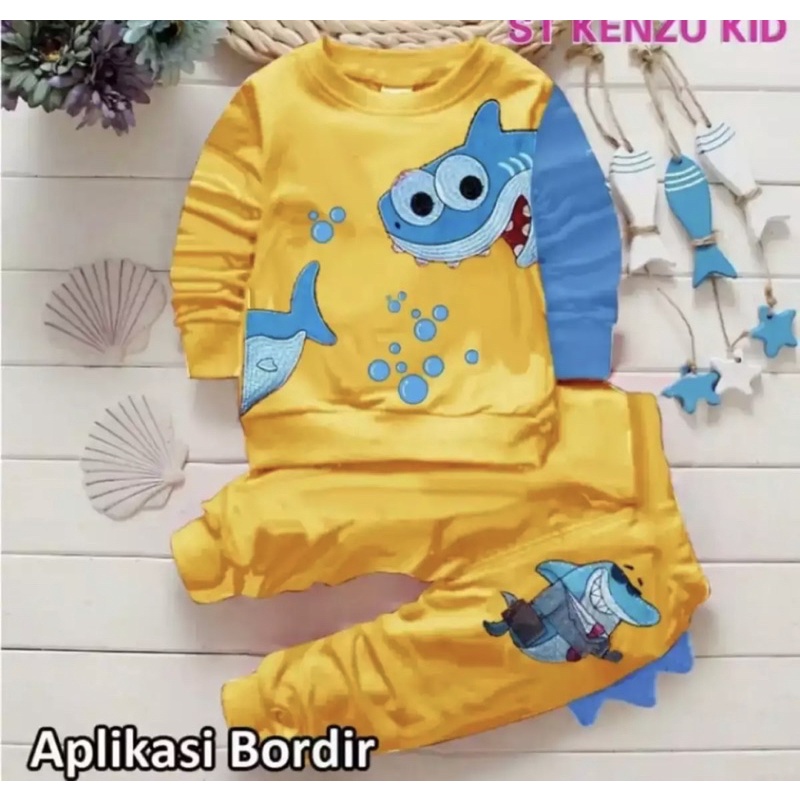 SETELAN SWEATER ANAK MOTIF SHARK//BAJU SWEATER ANAK LAKI LAKI DAN PEREMPUAN