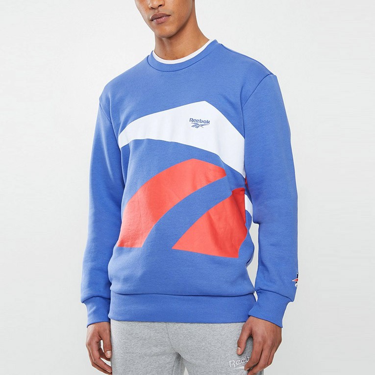 Reebok Classics International Crewneck Sweatshirt Blue Blast Big Logo ORIGINAL