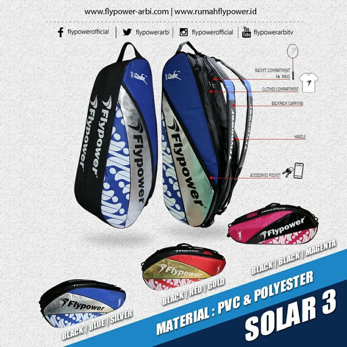 Tas Badminton / Bulutangkis Slempang - Flypower Solar 3