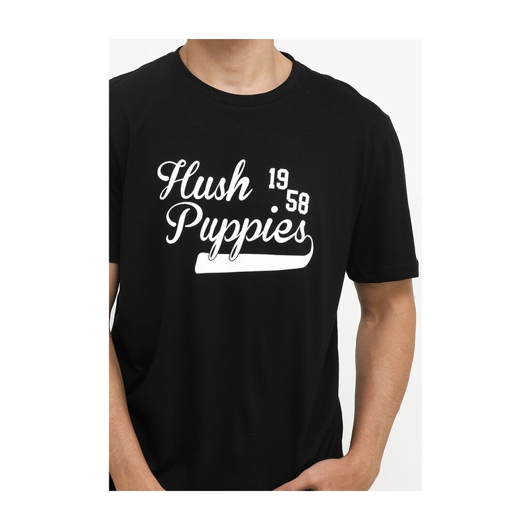 BAJU KAOS PRIA HUSH PUPPIES ORIGINAL CASUAL LENGAN PENDEK HITAM HM03