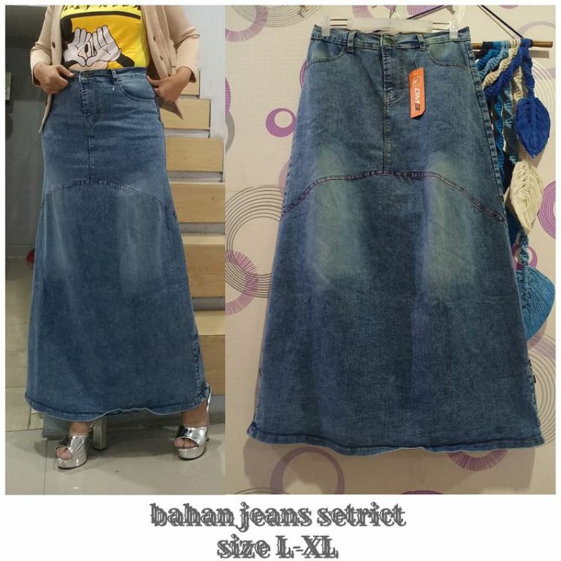 Rok Jeans terbaru Rok jeans panjang Rok jeans jumbo