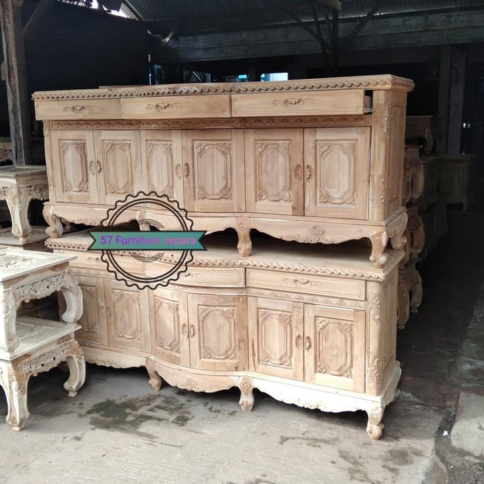 Bupet laci panjang kayu jati - Lemari hias pendek/ meja Tv ukir Jepara