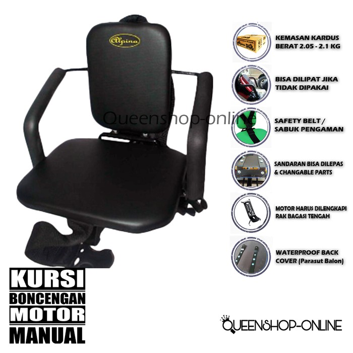 Kursi Boncengan Anak Khusus Motor Manual / Bebek - Hitam