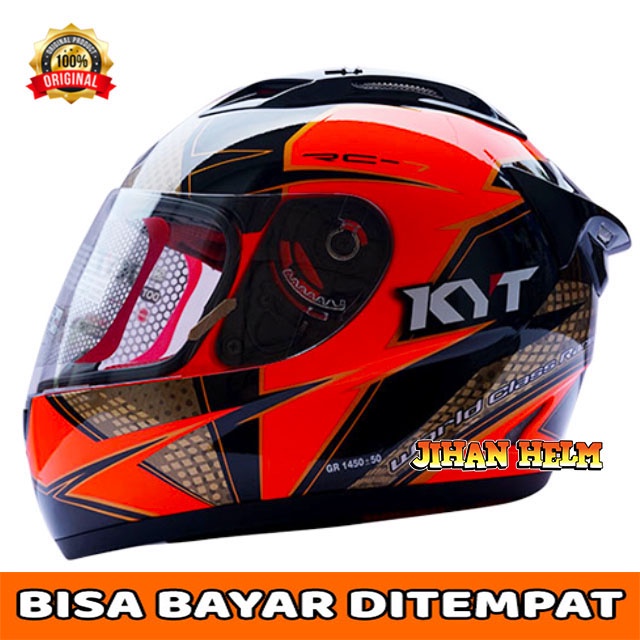 Jual HELM KYT / HELM KYT FULL FACE RC7 MOTIF RC SEVEN 16 RED FLUO GOLD