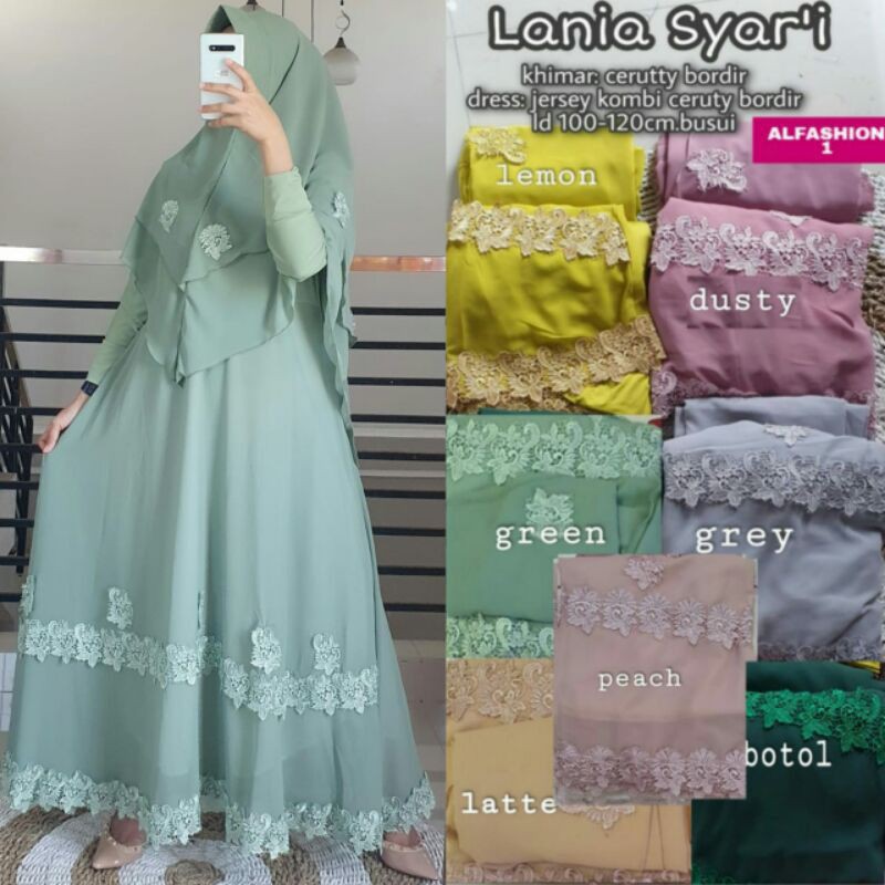 Lania Syar'i Ceruty/Gamis Syar'i Set/Syar'i Jumbo Busui