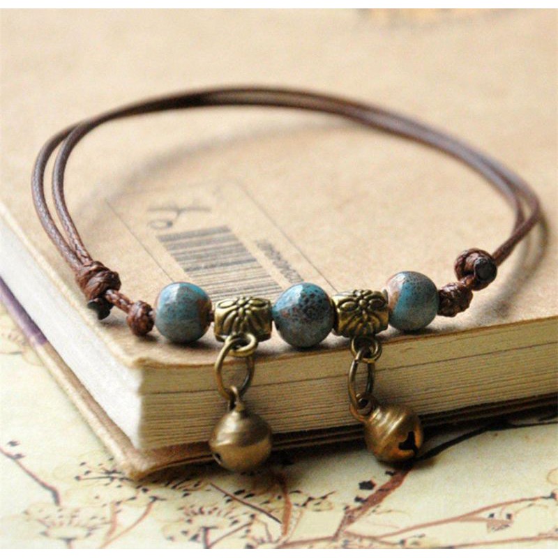 Gelang Tali Kepang Pendant  Bahan Keramik Manik Manik Untuk Wanita