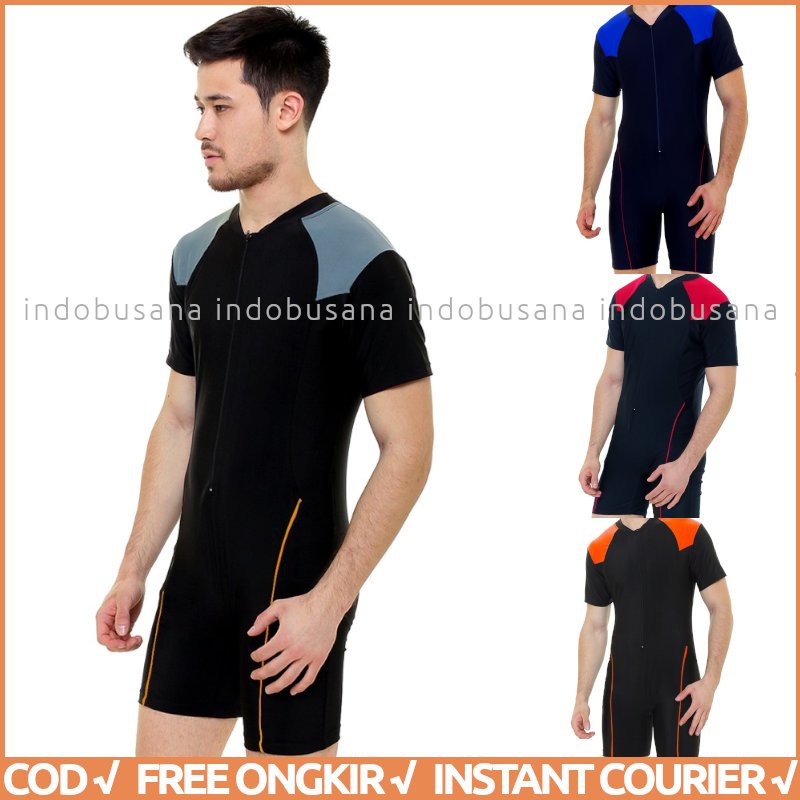 Baju Renang Pria Jumpsuit Slimfit Lengan Pendek DV DW EDORA