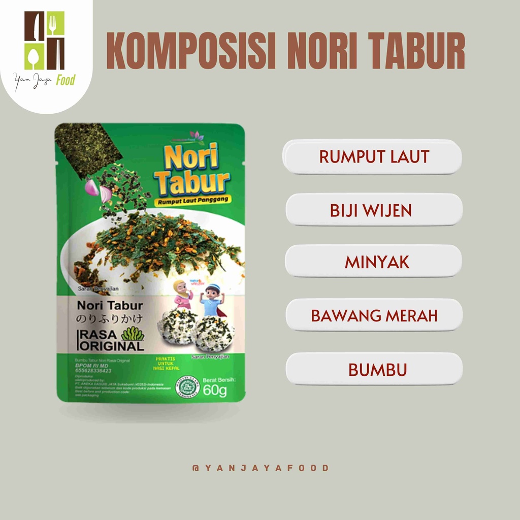 Nori Tabur Rumput Laut Panggang 60GR Rasa Original / Pedas / Sapi Panggang/BBQ/SEAFOOD