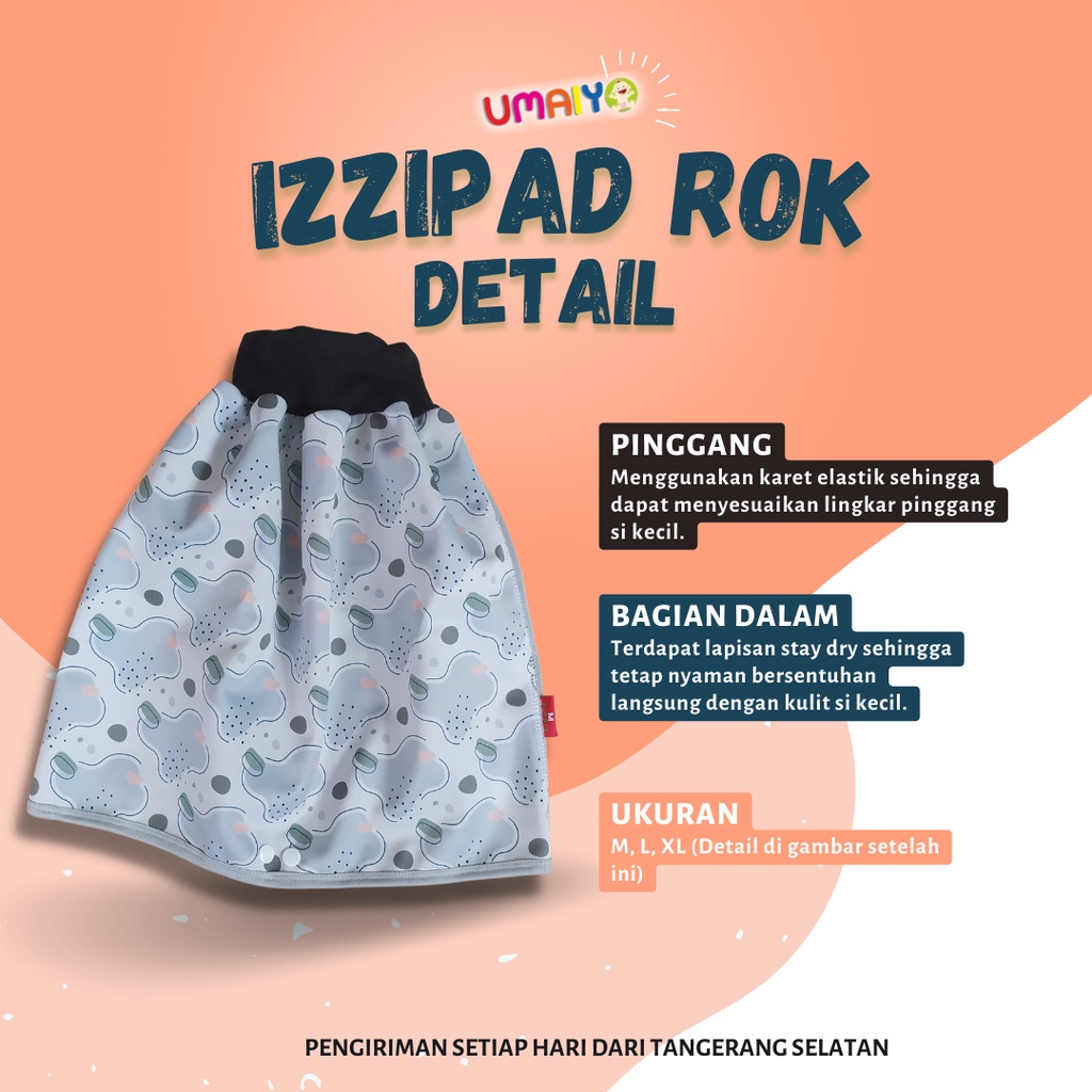 Klodiz Izzipad Rok I  Ompol Waterproof Perlak Bayi Anak Anti Geser Bisa di Cuci Toilet Potty Training