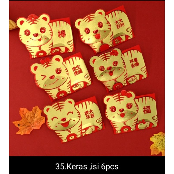 

(Isi 6) Angpao macan keras isi 6pcs amplop angpau imlek lucu