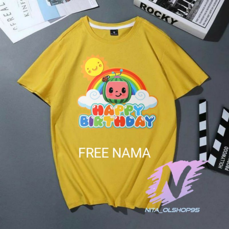 kaos anak cocomelon birthday gratis nama