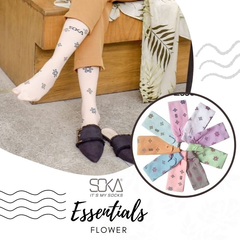 Kaos Kaki Jempol SOKA Motif Essentials Flower - Jempol Pendek Size M Motif Bunga