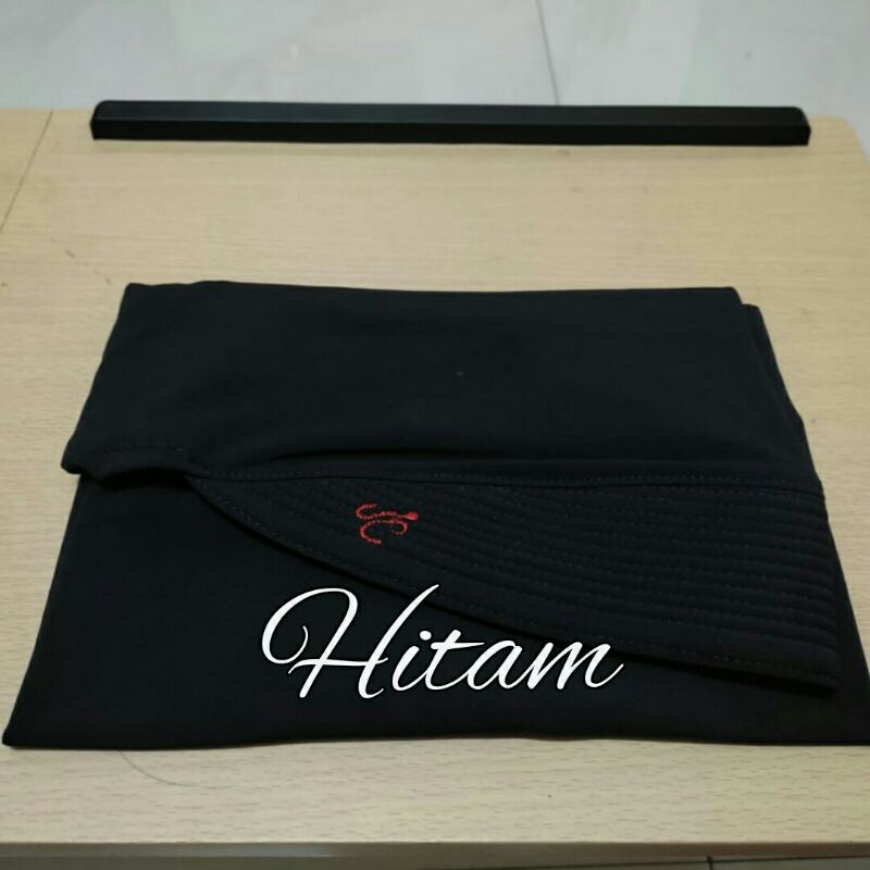 JILBAB INSTAN BERGO JERSI REMPEL OVERDECK-Hitam