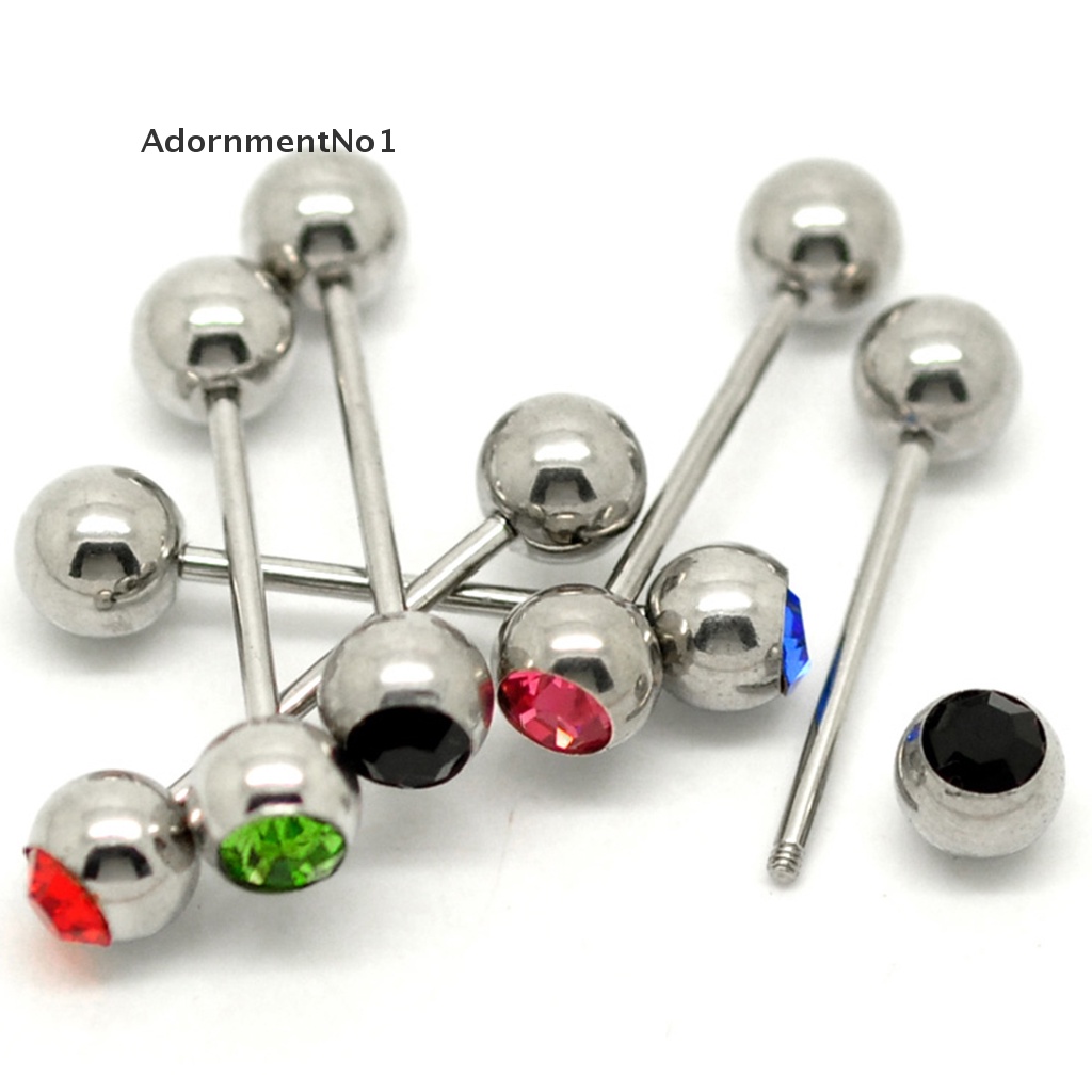 (AdornmentNo1) 5pcs / Lot Anting Tindik Lidah Bentuk Barbel Bahan Stainless Steel