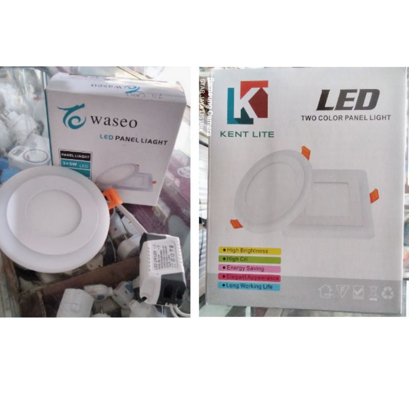 Downlight LED Inbow Merk Waseo, Kentlite &amp; Volto Bulat 2 Warna 3W+3W Putih-Hijau,Putih-Pink,Putih-Biru,Putih-Kuning.