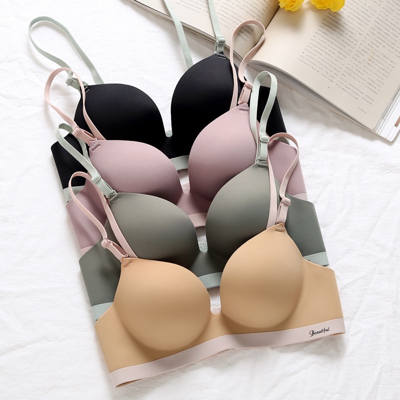 TUTULADY Bra Mulus Busana Sederhana Tanpa Kawat A/B Cup Push up