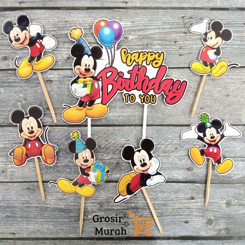 Cake Topper Mickey Mouse/Topper Kertas Mickey Mouse