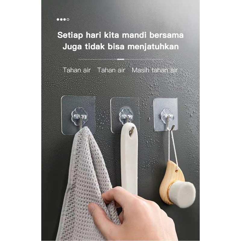 Gantungan kait lengket transparan mudah dipasang kamar mandi dapur