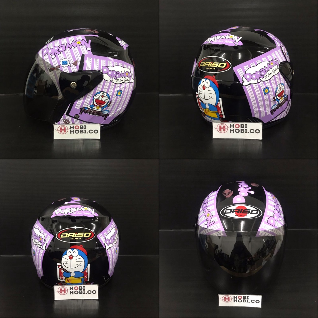 HELM EVOLUTION DORAEMON BLACK UNGU HALF FACE TERMURAH MODEL GM EVO