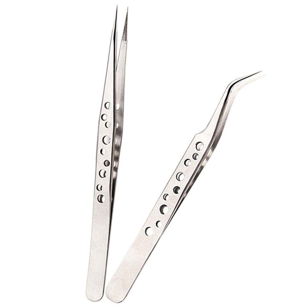 Top Eyelash Tweezer Alat Klip Nippers Lurus Stainless Steel Baru