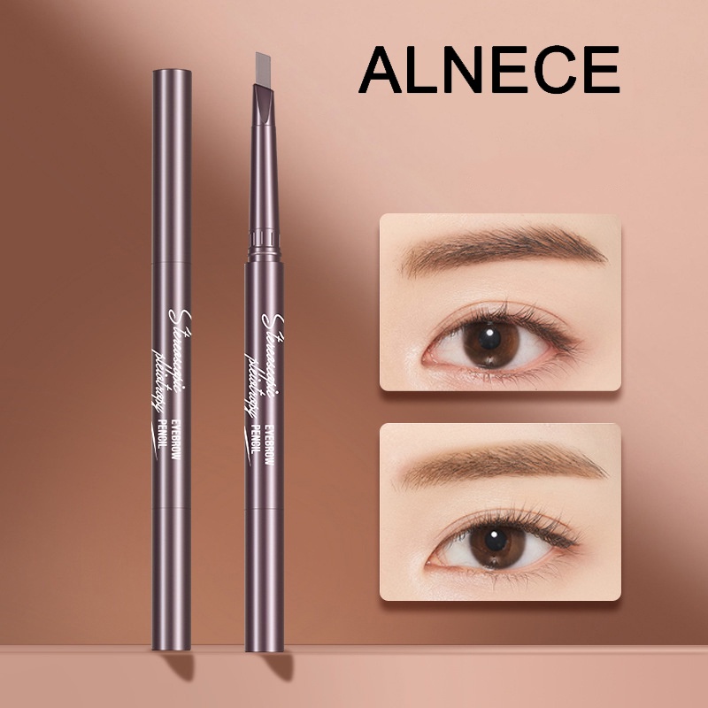 【ALNECE】2 in 1 Pensil Alis Anti Air Putar Otomatis Eyebrow Pencil dengan Sikat Alis