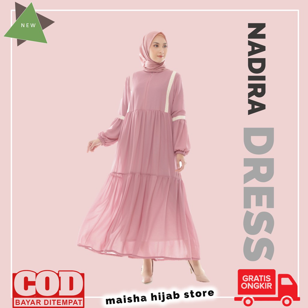 Gamis Dress Dres Wanita Remaja Fashion Muslim Muslimah Ceruty Panjang Untuk Kondangan Wedding Party 