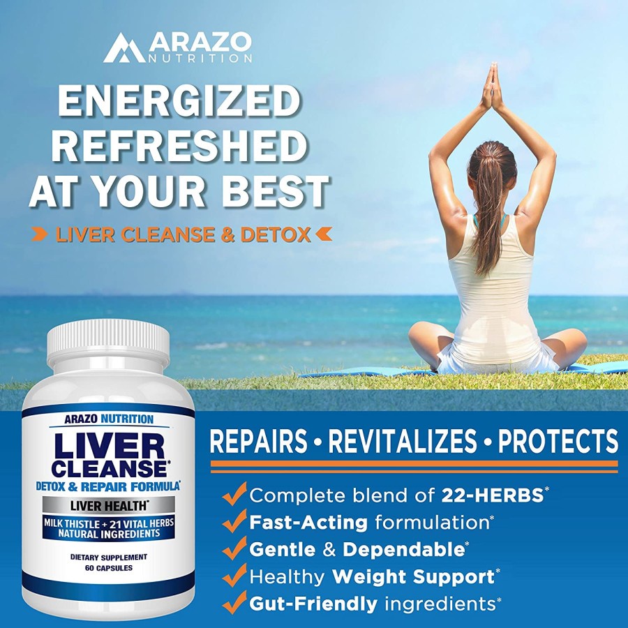 Arazo Liver Cleanse Detox - Fatty Liver Berlemak - 60 Caps with Milk Thistle
