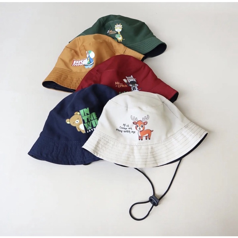 Bucket Hat Anak Tali Topi Anak Laki Laki Cowok Topi Anak Perempuan Cewek Topi Rimba ZOOTOPIA Topi Pi