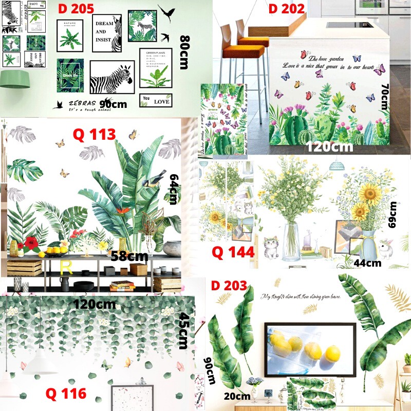 WALLSTIKER WALLSTIKER WALL STICKER STIKER PAPER WALLPAPER DINDING D3 MOTIF TANAMAN HIJAU DAUN POHON KAKTUS MONSTERA DEKORASI CAFE RUMAH PINTU JENDELA CERMIN KACA HIASAN KERAMIK KAMAR MANDI TOILET ANTI AIR WATERPROOF TEGEL KOMPOR KULKAS DAPUR 3D AESTHENTIC-5