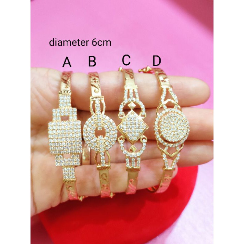 GELANG KERONCONG DEWASA OVAL MATA ( PERAK 925 ) LAPIS EMAS 24K