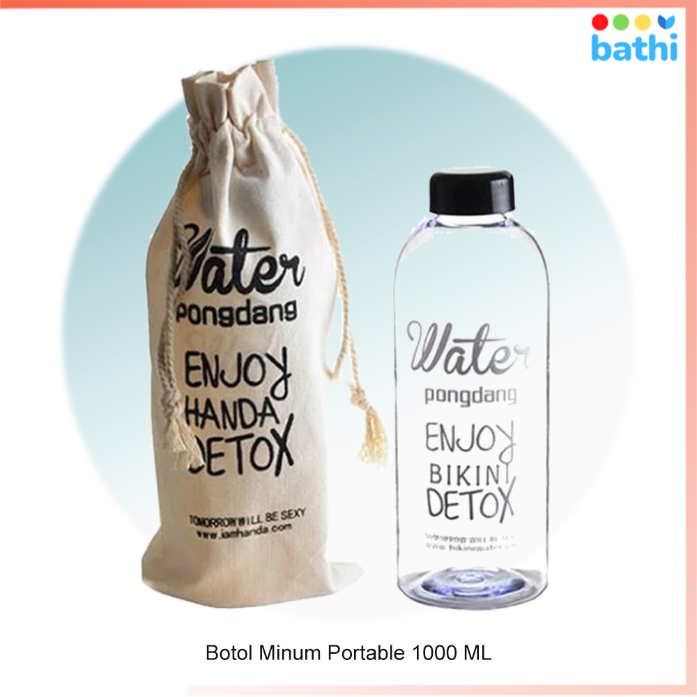 Botol Minum Plastik Bening 1 Liter Multifungsi Portable Trendy