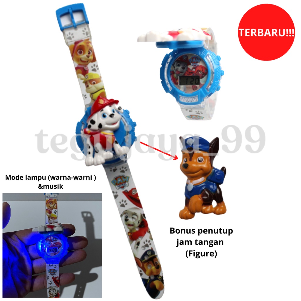 JAM TANGAN FASHION ANAK LAKI-LAKI LAMPU WARNA WARNI &amp; MUSIK 2 IN 1 KARAKTER KARTUN TE1043