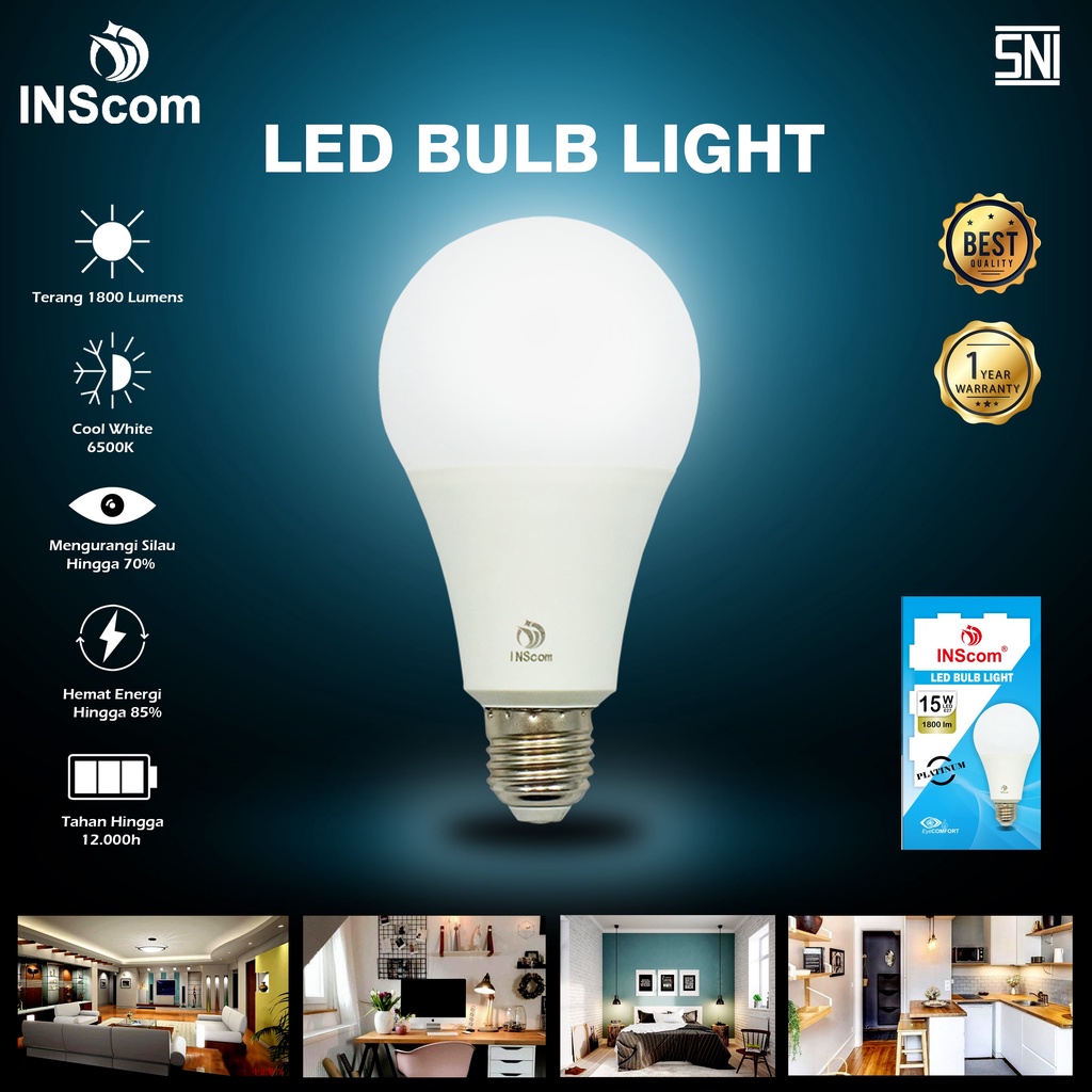 LAMPU LED INSCOM E-27 15 WATT/ LED BULB 15 WATT/ LAMPU BOHLAM LED 15 WATT KUNING