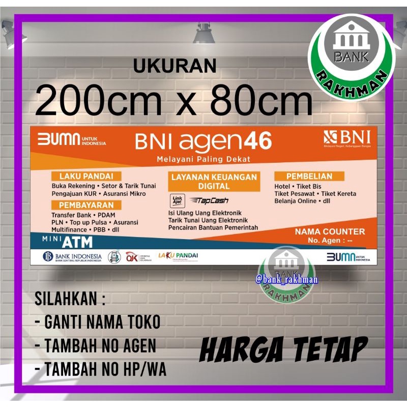 Jual SPANDUK BANNER BNI 46 UKURAN 200CM X 80CM Shopee Indonesia