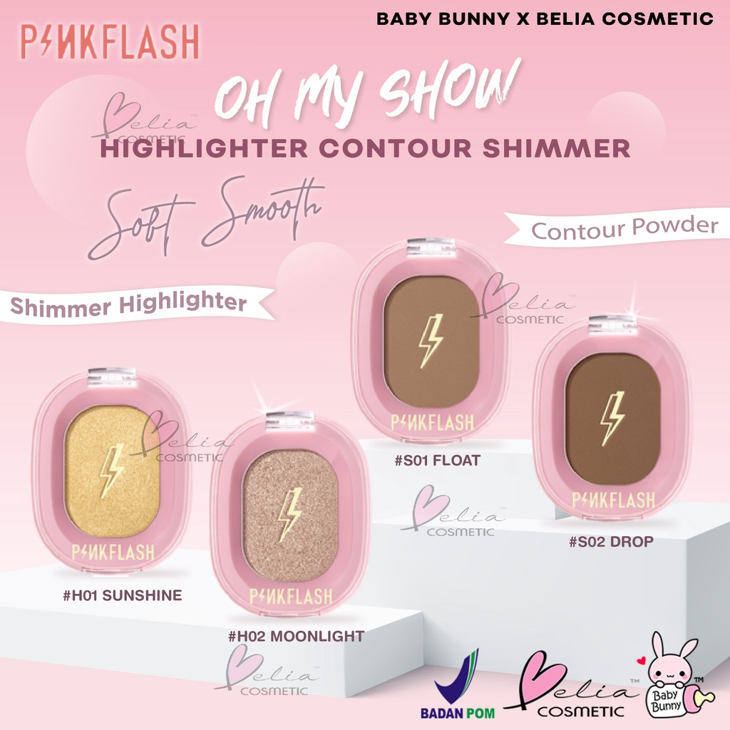 ❤ BELIA ❤ PINKFLASH Soft Pigment Face Contour Highlighter Shimmer | Pink Flash OhMyShow BPOM PF-F02