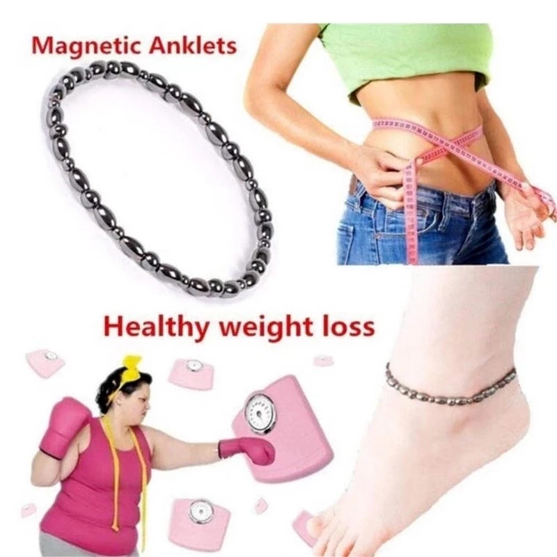 1 Pc Gelang Kaki Batu Hitam Magnetik Penurunan Berat Badan Untuk Pria Dan Wanita