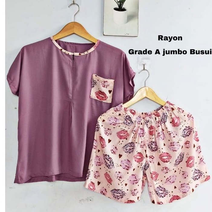 Homewear / Piyama dewasa / Baju tidur rayon / babydoll rayon / piyama rayon / set piyama motif