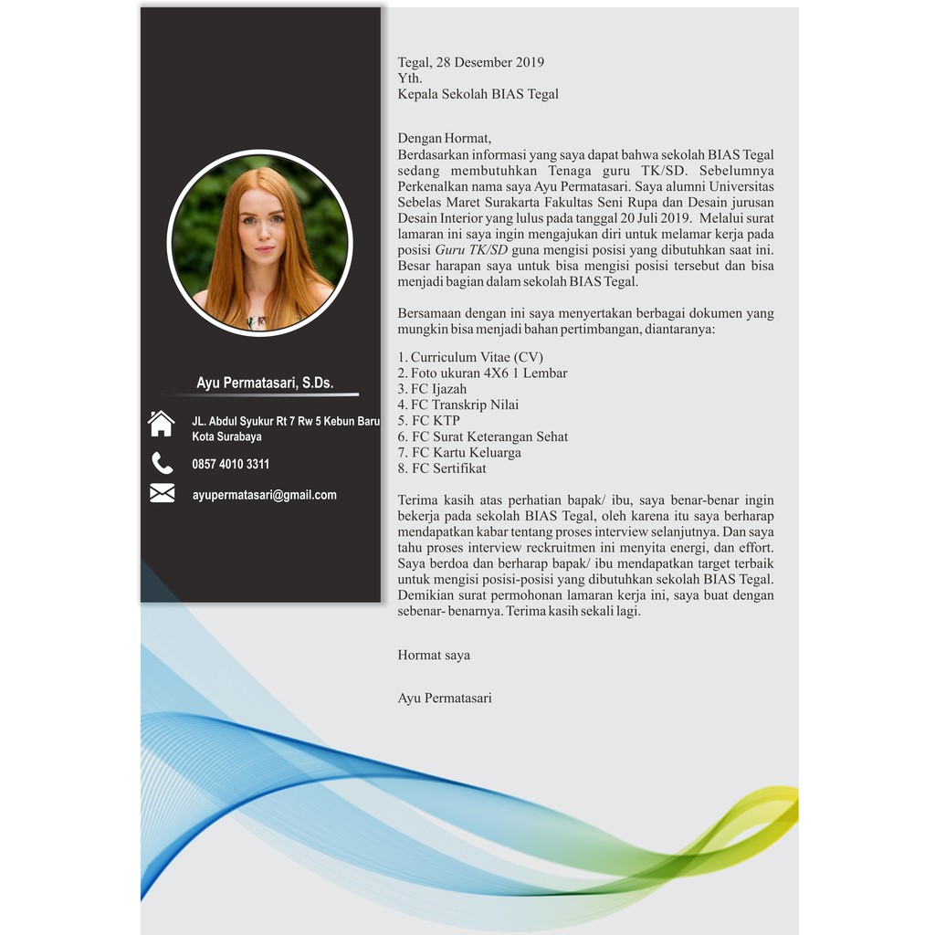

Desain Surat Lamaran Kerja (Soft File Ms. Word/JPEG/PDF)