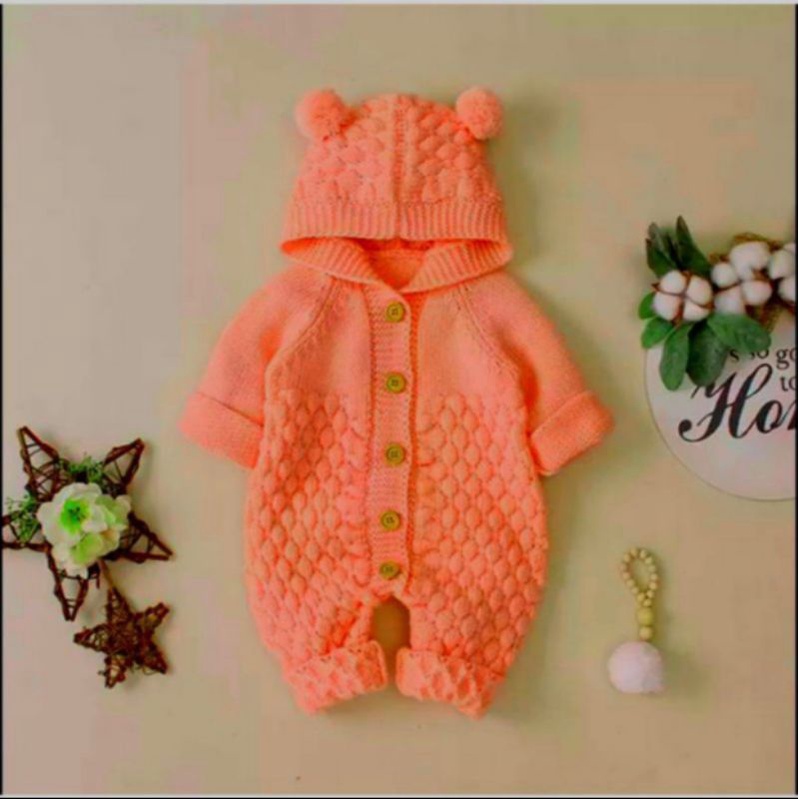 Jumper Rajut Anak Bayi Lucu 0-6 bulan  UNISEX/Jumper bayi perempuan/Jumper bayi laki-laki-Orange