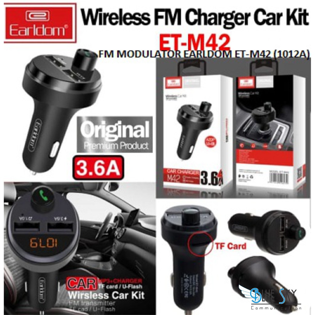 KEPALA SAVER EARLDOM MP3 PLAYER CAR ET-M42 WIRELESS 3.6A QUALCOMM 3.0