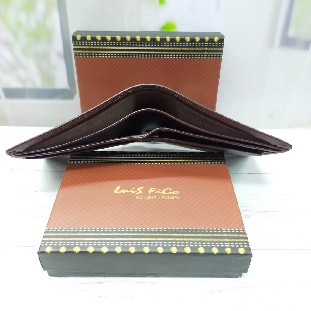 COD Dompet kulit asli pria selapis LUIS FIGO Pria Cowo Laki Asli 100% dari kulit sapi/Dompet Kulit Full Up,TAHAN API Dan Kuat