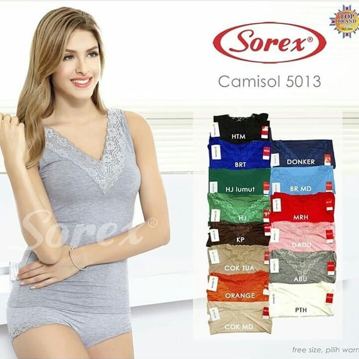 Tanktop Sorex 5013 Berbahan Katun Bambu dengan Leher V Neck dan Berenda