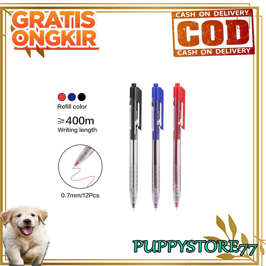 

PuppyStore77 Pulpen Deli Ball Pen Cetek Halus 0.7 mm - Warna Hitam Biru Merah EQ013X0