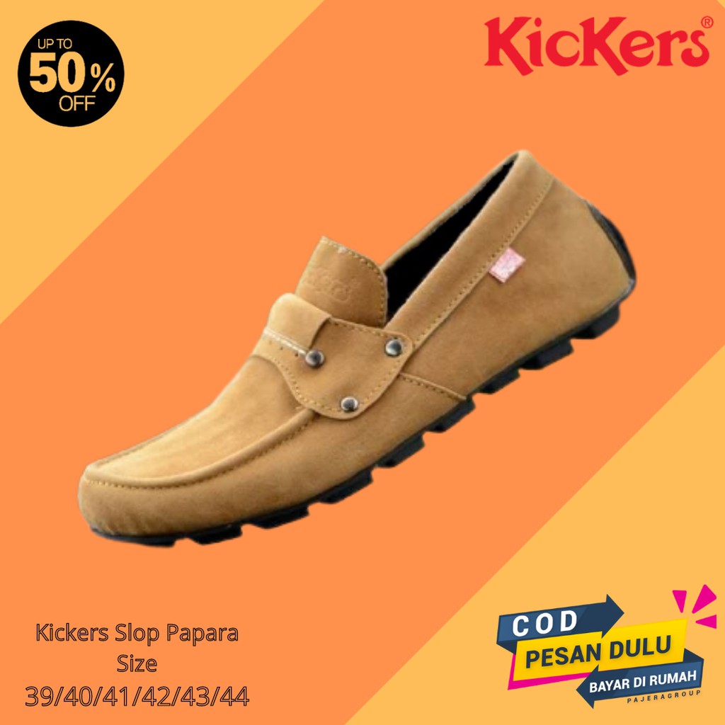 TERBARU!! Sepatu Slip On Pria Kickers PAPARA TAN Slop Cowok Casual Santai Kerja Formal Murah