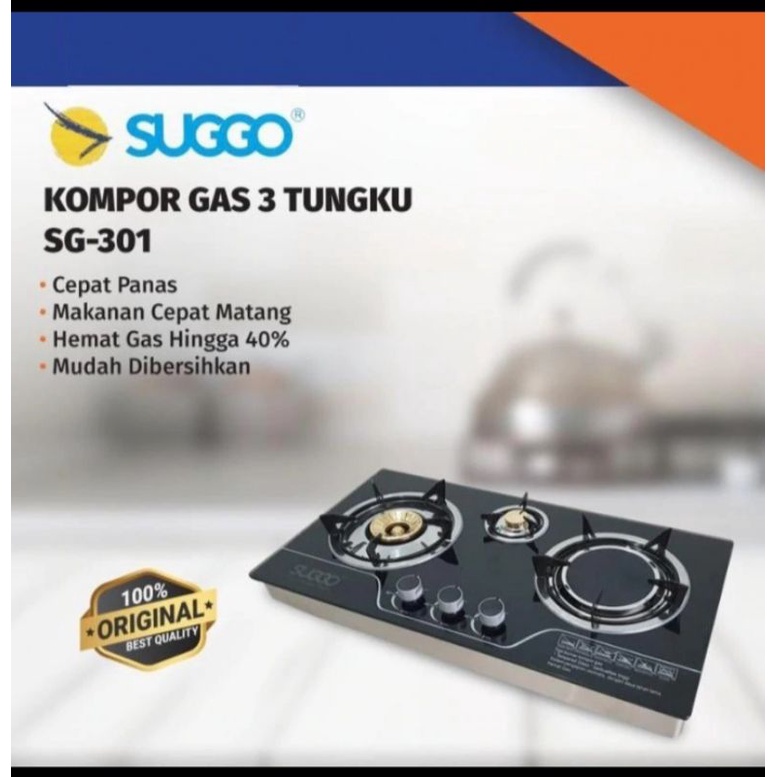 kompor tanam kaca suggo 3 tungku
