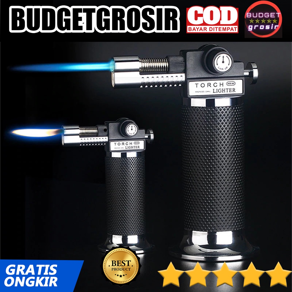 Korek Api Gas Butane Flame Torch Jet Windproof - Black