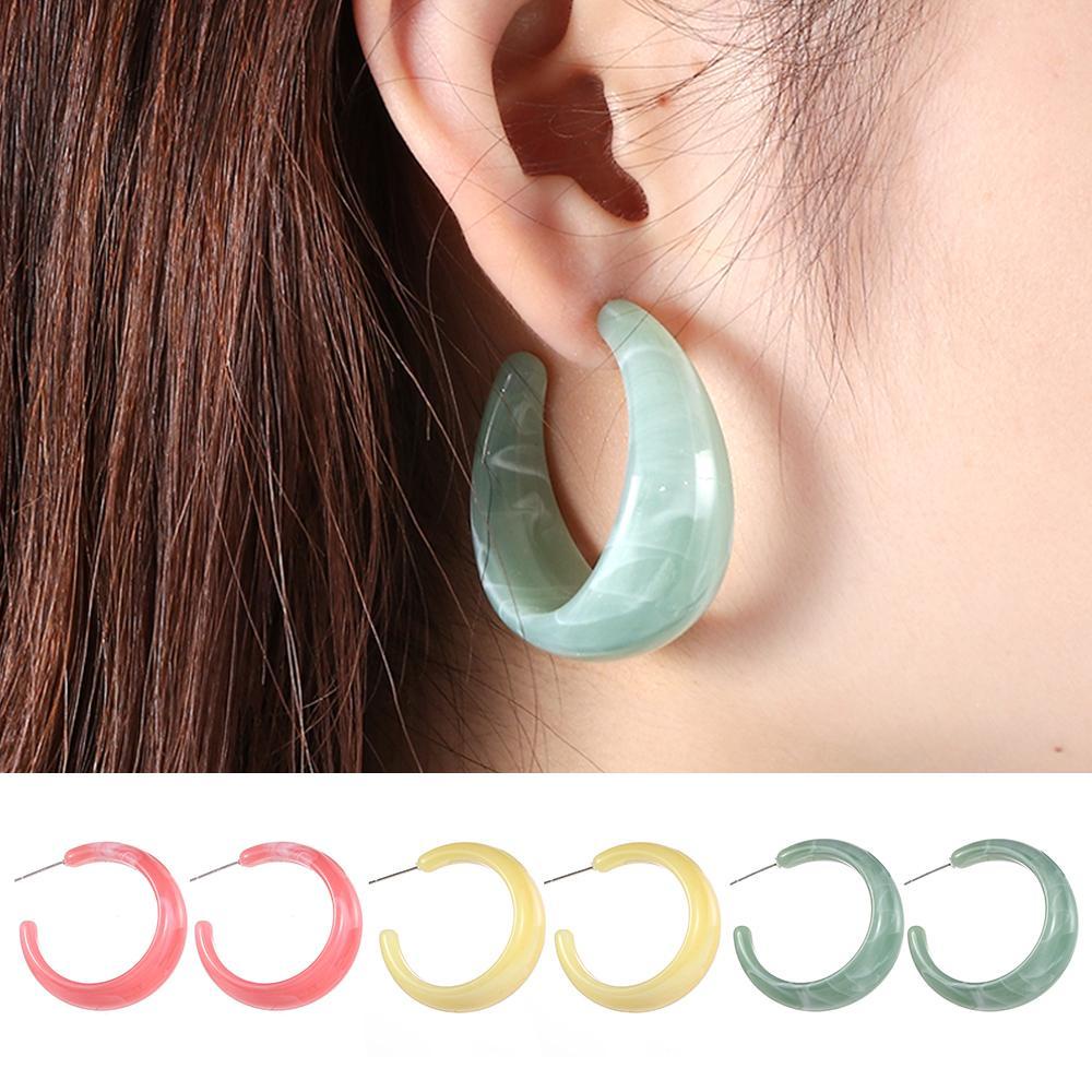 Solighter Acrylic Colorful Earrings Statement Party Hoop Menjuntai Anting Asam Asetat